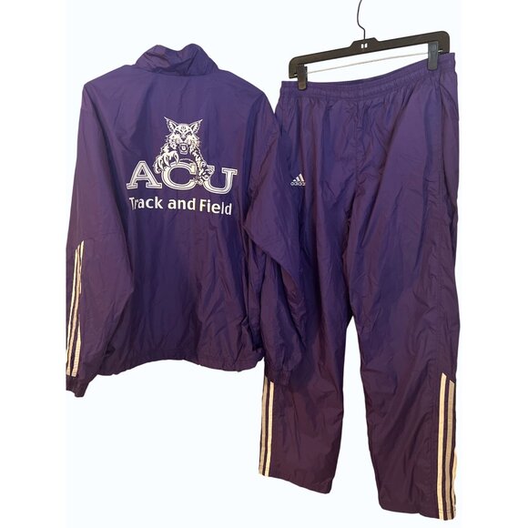 Vintage Adidas ACU Track & Field Purple Warm-Up Suit Medium Jacket & Pants - Picture 2 of 16